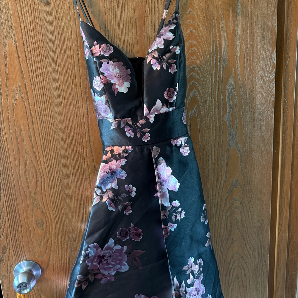 Floral Black and Pink Dress, Size 9